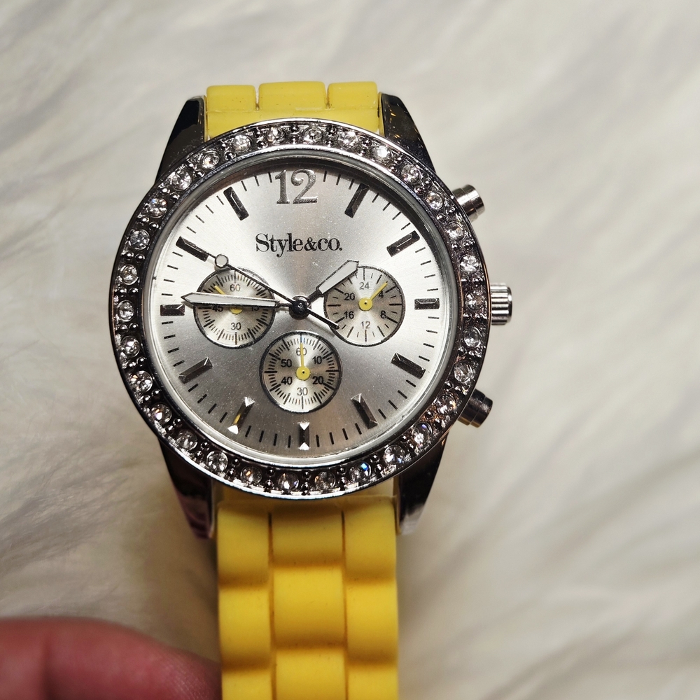 Style & Co. Silver Watch with Yellow Strap